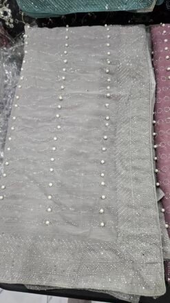 Pearl Gray Ready Made Blouse Saree