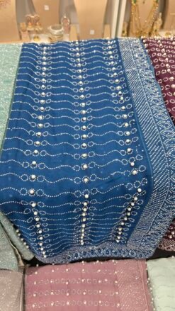 Pearl Blue Ready Made Blouse Saree