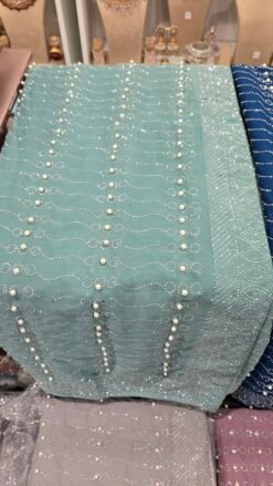 Pearl Aqua Ready Made Blouse Saree