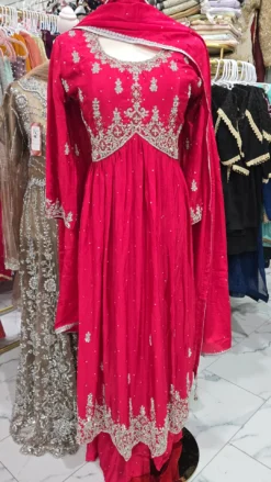 Ruby Red Handwork Nayra Cut Sharara