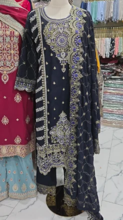 Stonework Party Wear in Midnight Blue