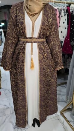 Lux Rhinestone Abaya Lavender