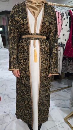 LUX Rhinestone Abaya Black