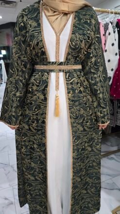 Lux Rhinestone Abaya Green