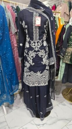 Navy Chiffon Gharara