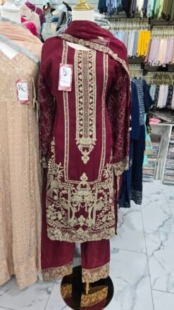 Maroon Chiffon Kameez