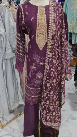 Party Wear Purple Kameez