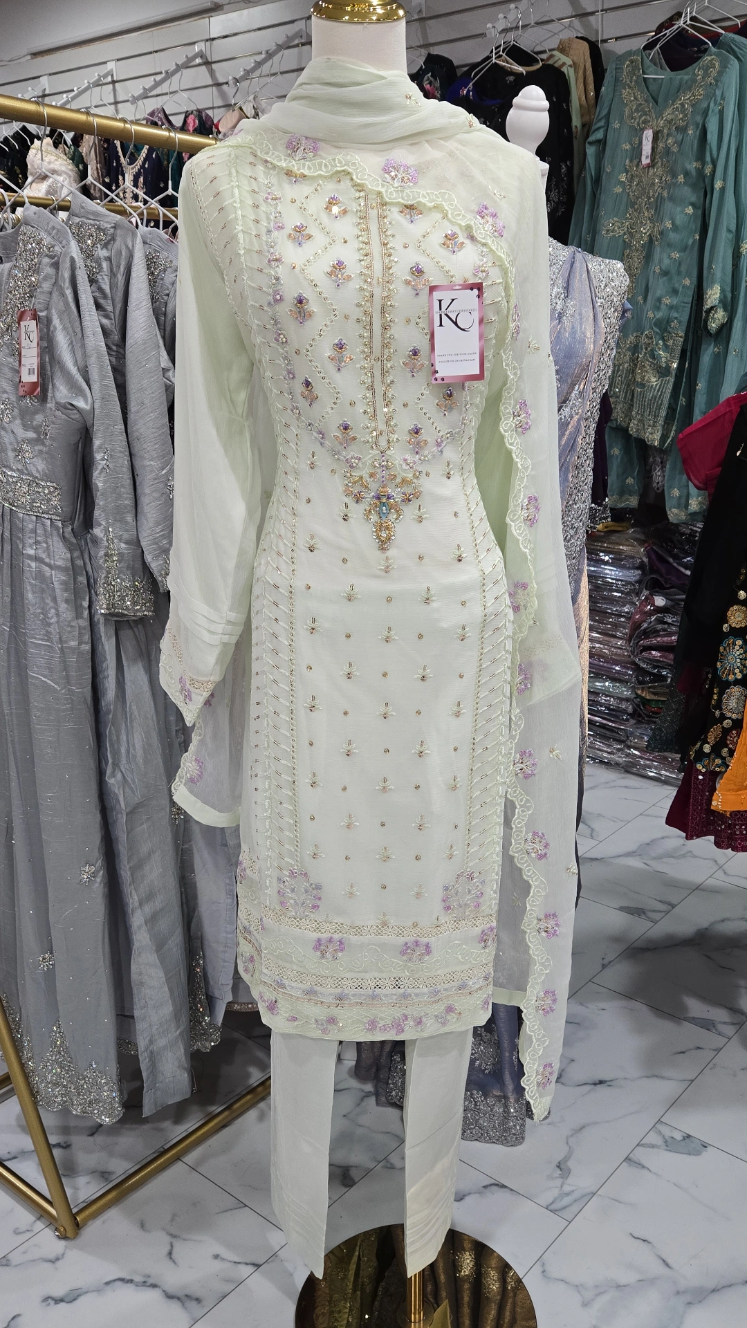 Aghanoor Mint 3PC Suit