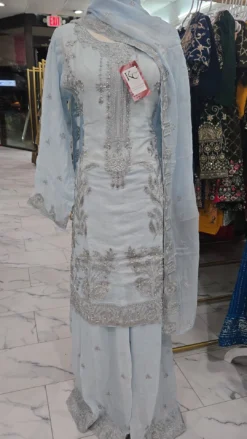 Powder Blue Chiffon Gharara