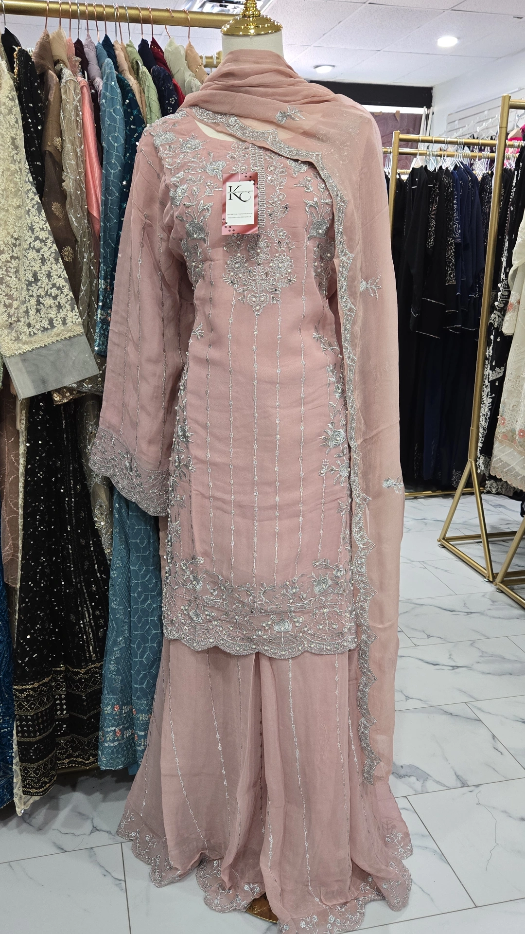 Pink Chiffon Gharara
