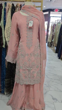 Pink Chiffon Gharara