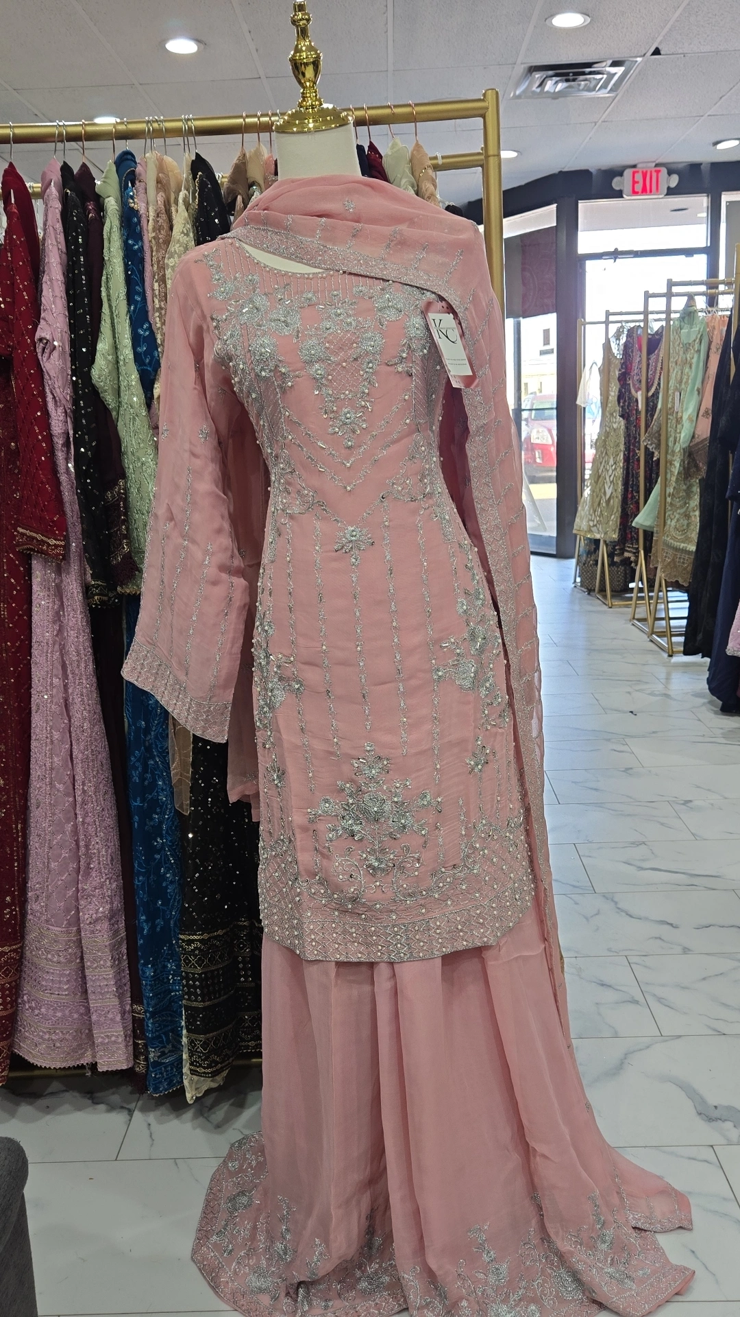 Pink Chiffon Gharara