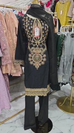 Black 3PC Linen dress KC463