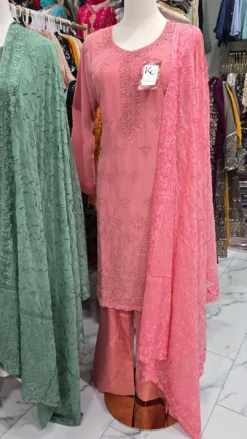 Handwork Stonework Kameez in Pink