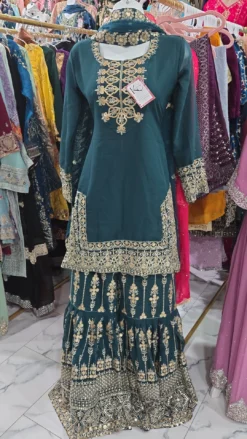 Teal Green Sharara Partywear