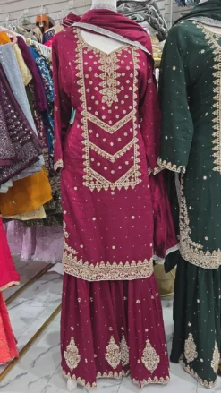 Maroon Handwork Sharara