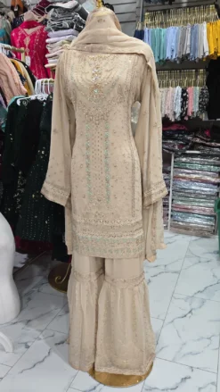 Aghanoor Nude 3PC Sharara