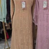 Peach Golden Anarkali Gown