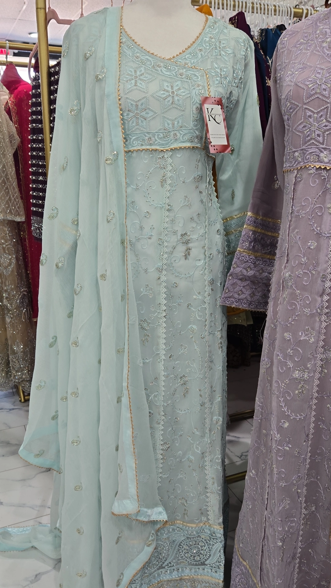 Mint Blue Anarkali Gown