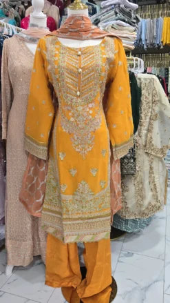 Party Wear Mustard Kameez