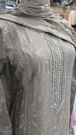 Alternative view of Chiffon Taupe Partywear Kameez