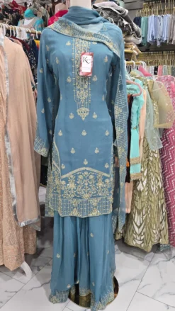 Powder Blue Chiffon Gharara