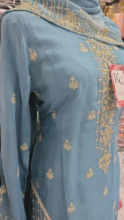 Alternative view of Powder Blue Chiffon Gharara