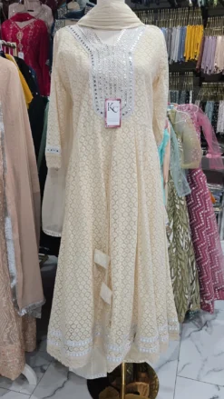 Cotton Chikankari Anarkai Gown