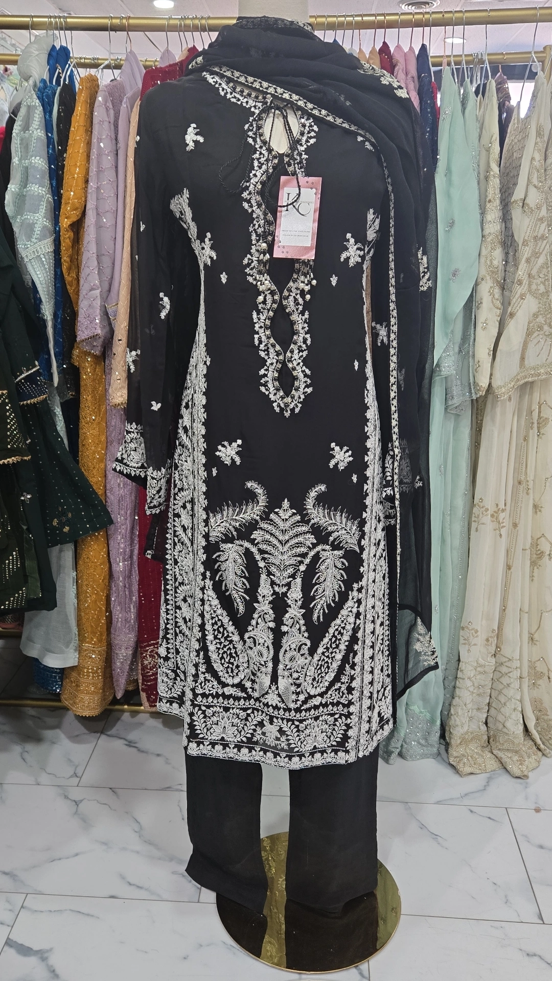 Partywear Sharara in White/Black