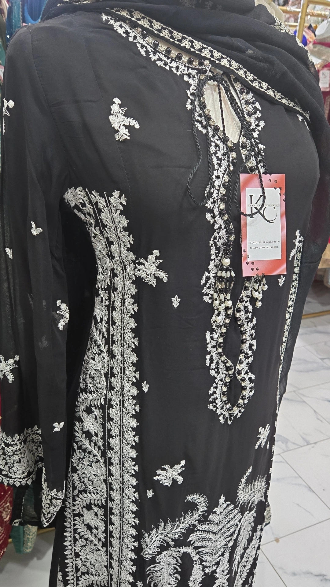 Partywear Sharara in White/Black - Image 2