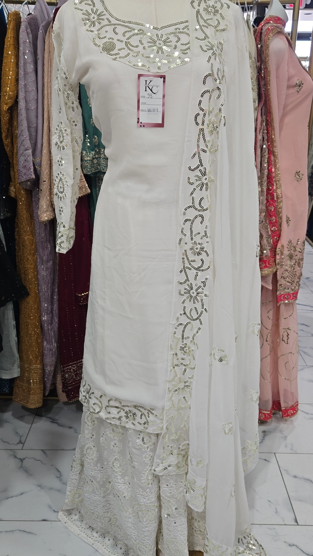 Partywear Sharara in White