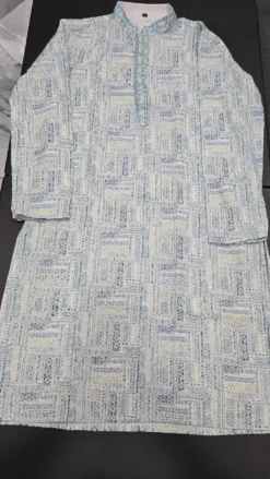 Mens Blue Chikankari Panjabi