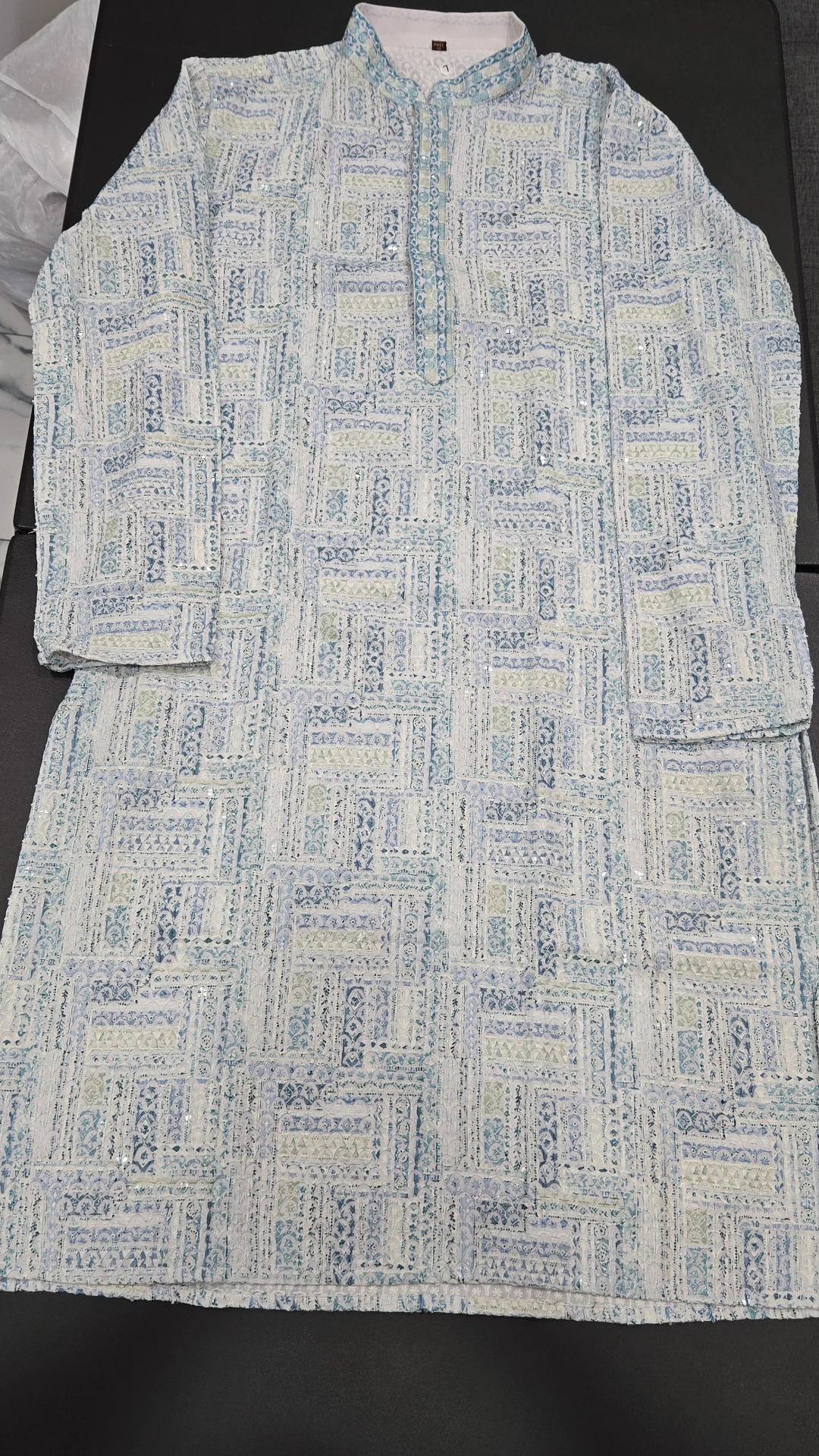Mens Blue Chikankari Panjabi