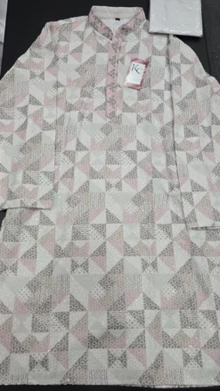 Mens Pink Chikankari Panjabi