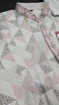 Alternative view of Mens Pink Chikankari Panjabi