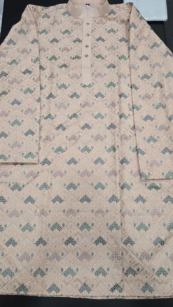 Peach Mens Chikankari Panjabi