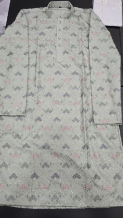 Sage Green Mens Chikankari Panjabi