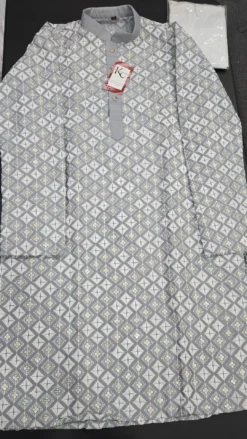 Gray Mens Chikankari Panjabi Set