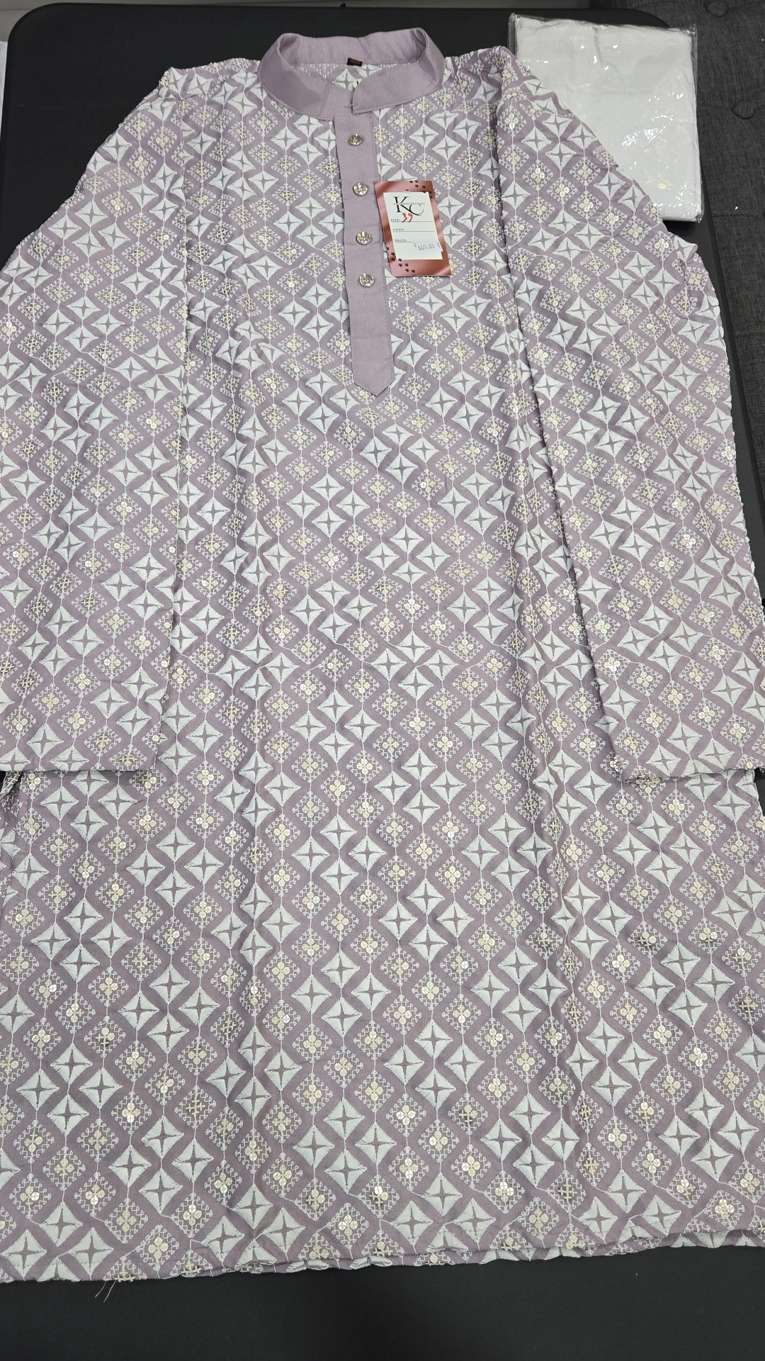 Lavender Mens Chikankari Panjabi Set