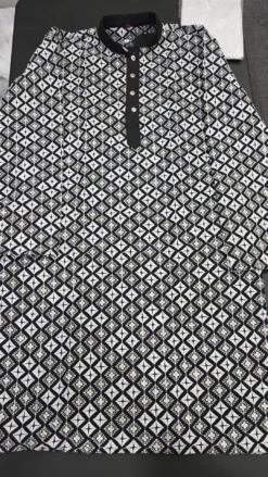 Black Mens Chikankari Panjabi Set