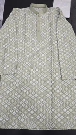 Green Mens Chikankari Panjabi Set