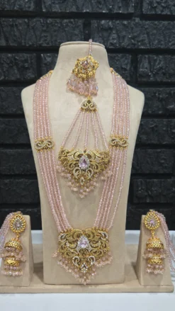 Pink Semi Bridal Mala Set