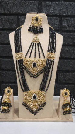 Black Semi Bridal Mala Set