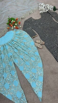 Partywear Patiala Black and Blue