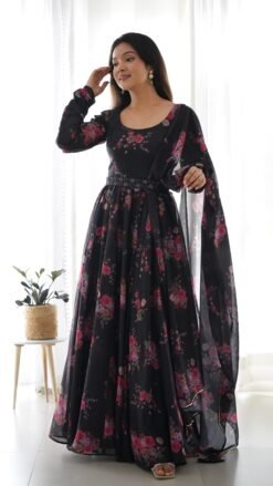 Black Floral Gown