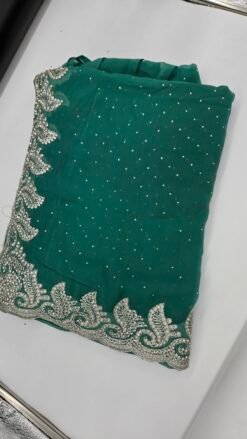 Teal Green Stone Work Saree