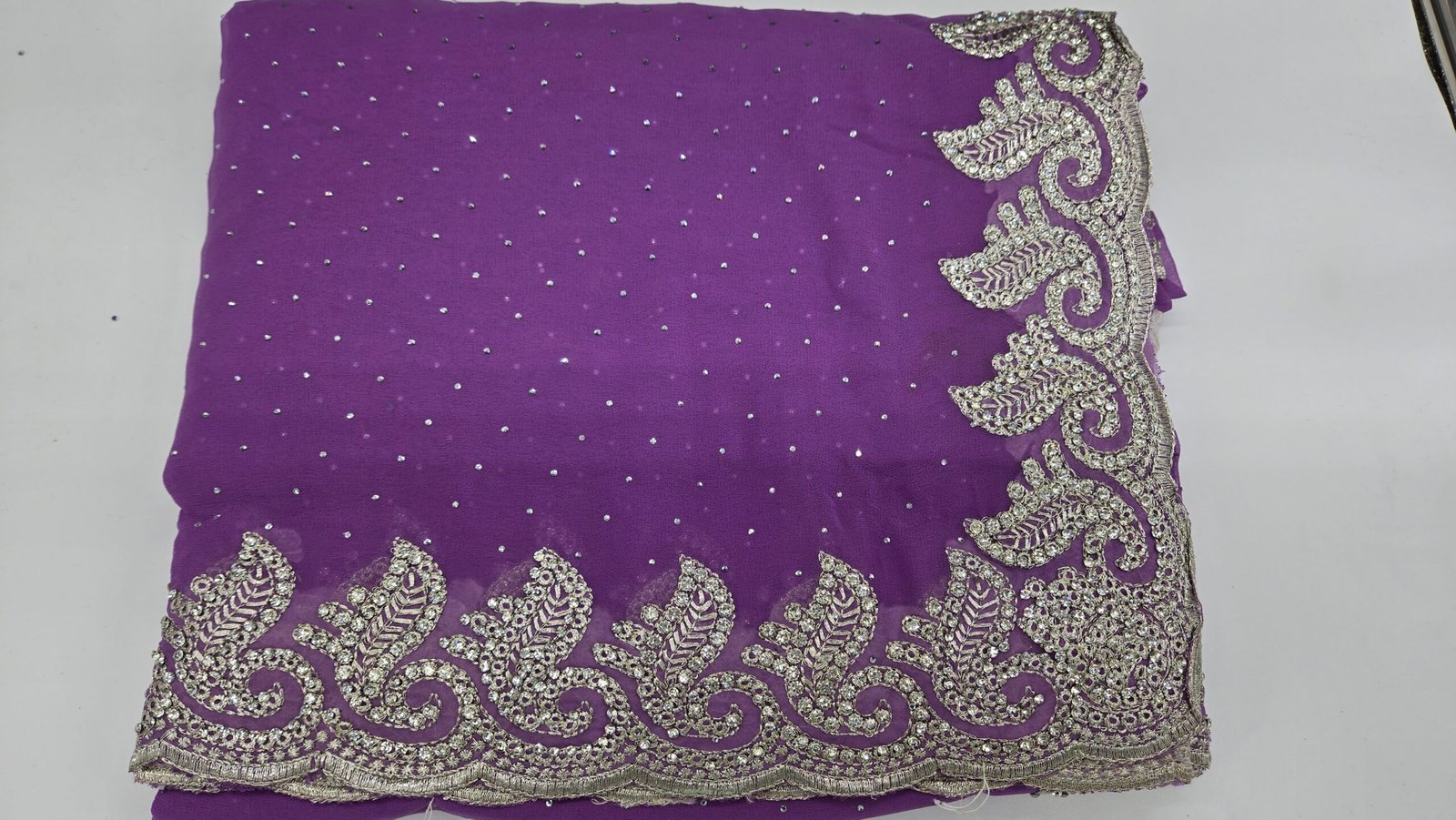 Purple Stone Work Saree