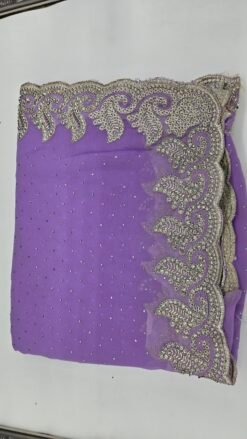 Lavendar Stone Work Saree