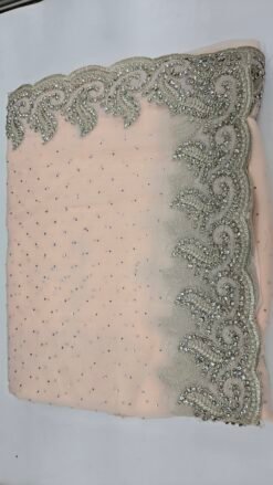 Light Peach Stone Work Saree