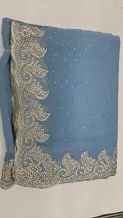 Powder Blue Stone Work Saree